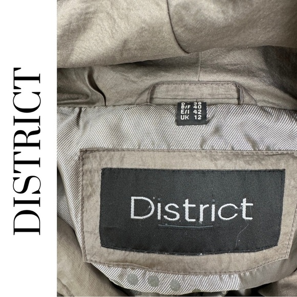 District Women’s Lightweight Jacket Ruching Detail Metallic Grey Brown  Medium - Picture 7 of 7